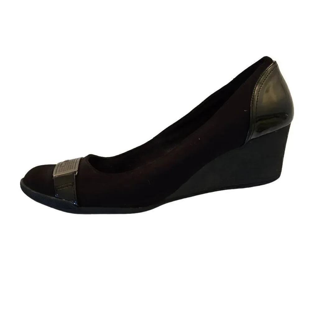 Anne Klein Sport Womens Wedge Heels Black Size 9.5